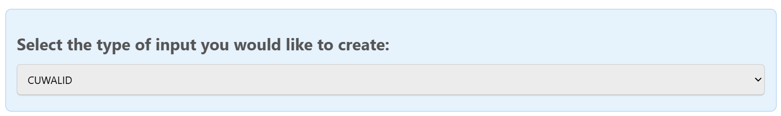 Image of selecting the input type